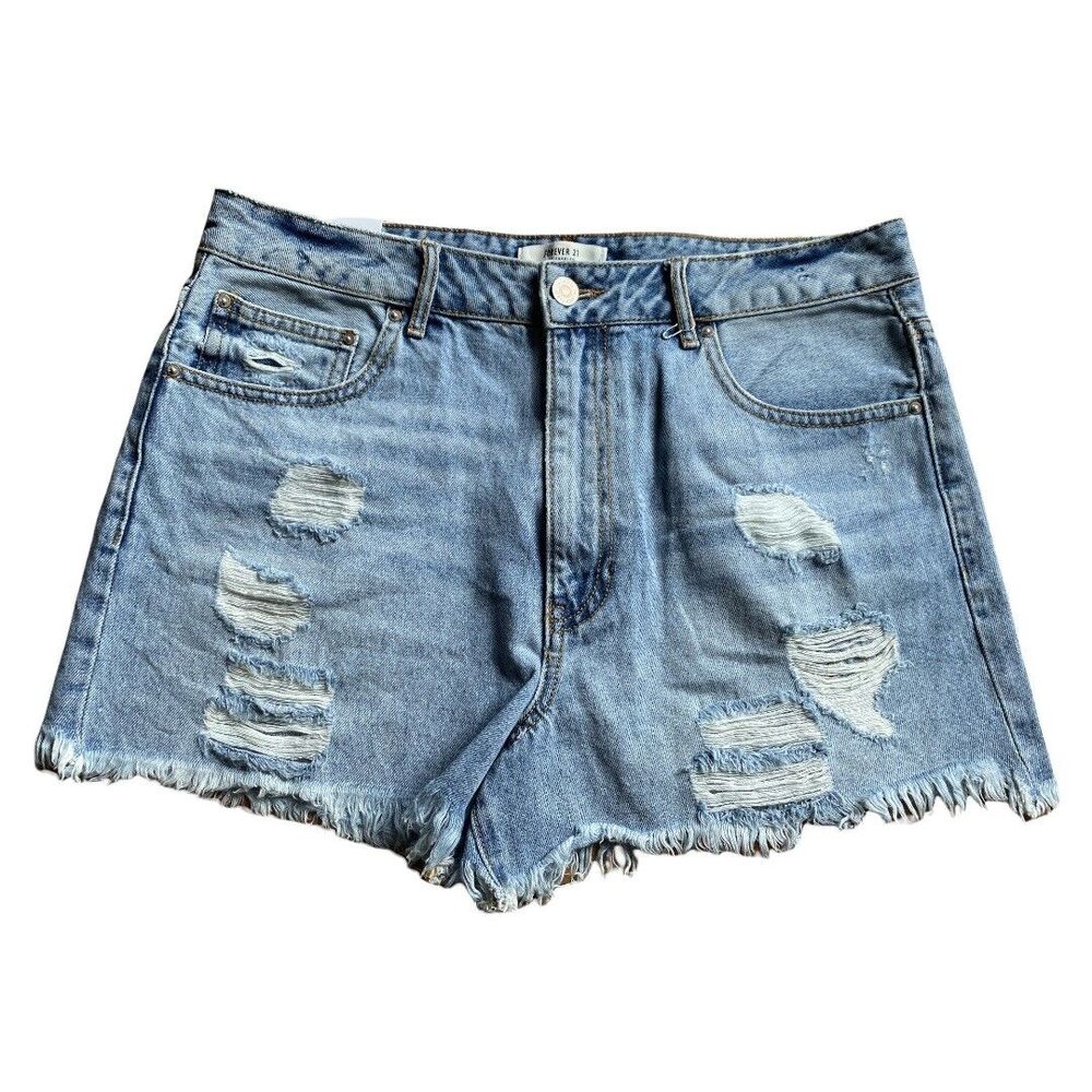 Vintage Cut Off High Rise Distressed Denim Jean Shorts Size 29